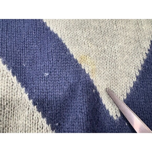 Alps & Meters Wool Cashmere Gray Ski Race Knit Olympic Stripe Sweater  L STAINS - Picture 4 of 12